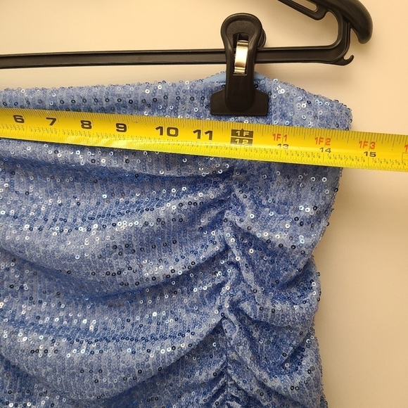ZARA SEQUIN MIDI SKIRT BLUE SIZE| 7969/051/400 - Picture 7 of 10